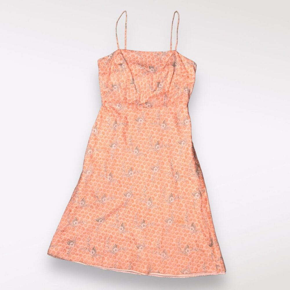 J.Crew Slip Dress Midi Spaghetti Straps Orange Floral Cotton Size 6 - Picture 10 of 10
